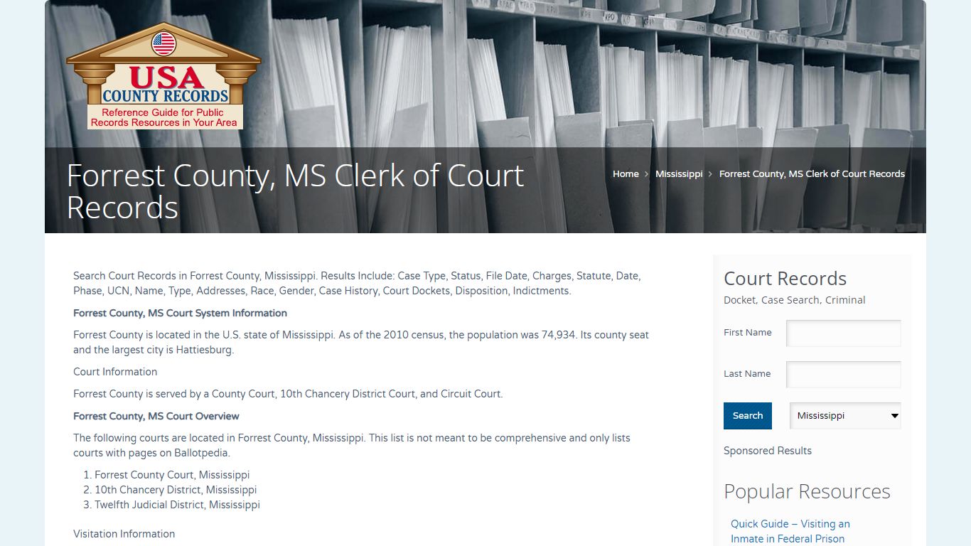 Forrest County, MS Clerk of Court Records | Name Search